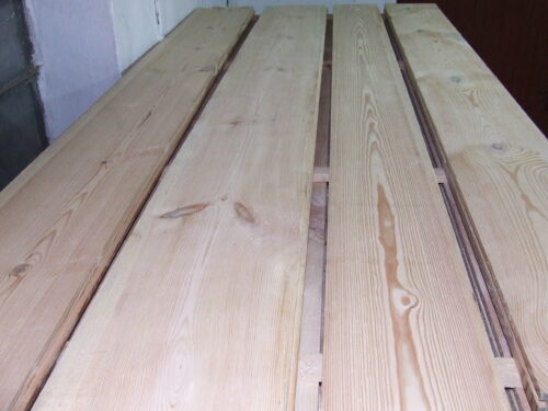Solid pine floorboards