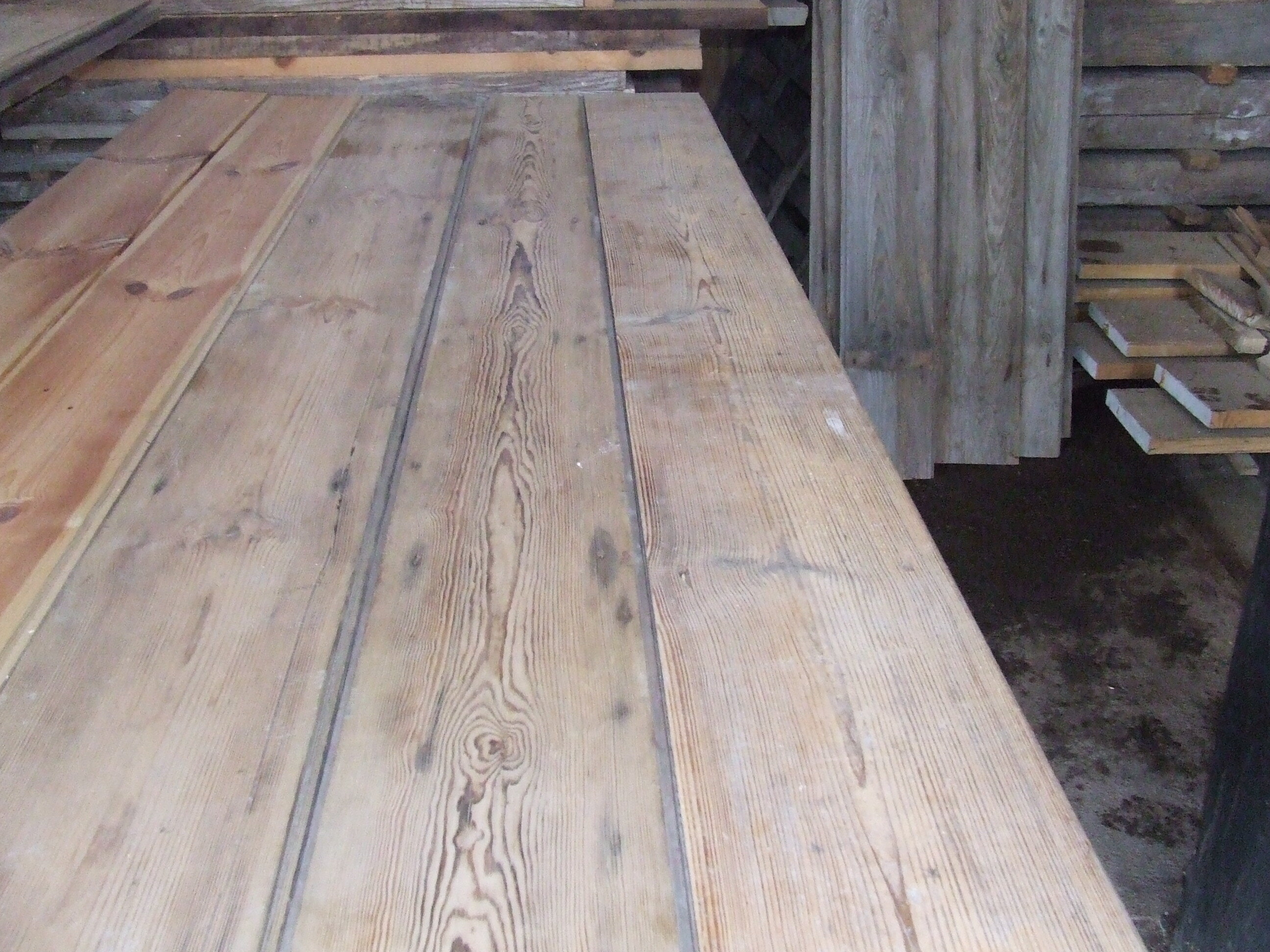 Reclaimed pine floorboards